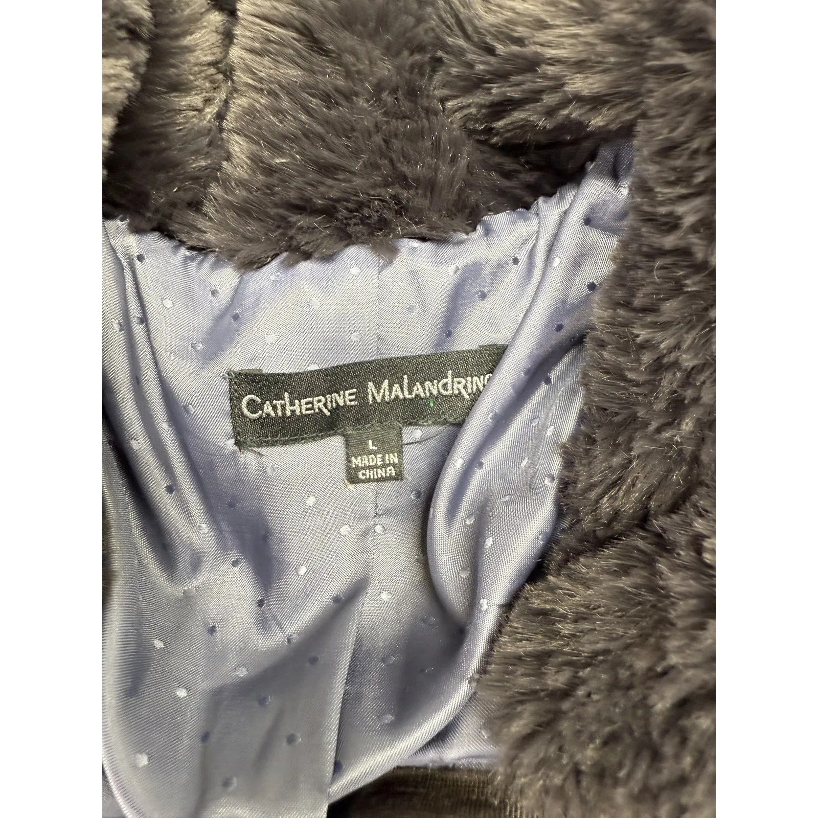 Catherine Malandrino Jacket Womens Large Faux Fur Plush Full Zip Winter Coat - Image 5