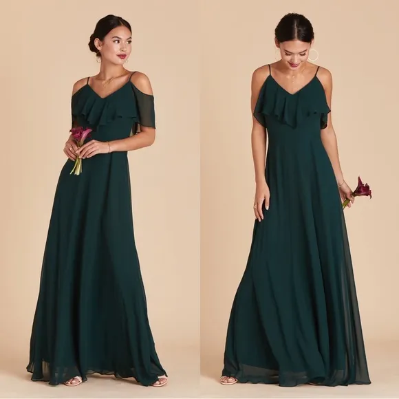 Birdy Grey • Jane Convertible Chiffon Dress bridesmaid formal Emerald green gown - Image 2