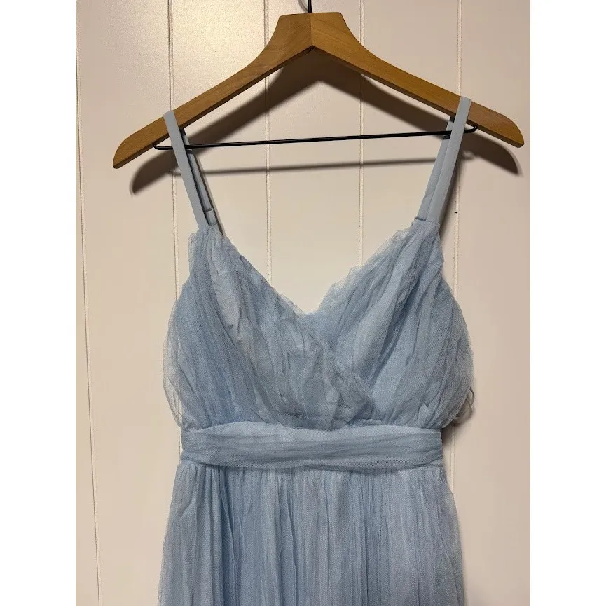 Lulus Baby Blue Tulle Bridesmaid Formal Evening Gown XS - Image 3