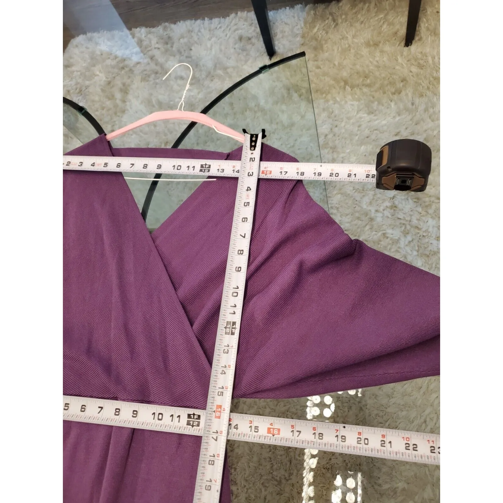 Womens Purple Viscose Wrap V Neck Long Sleeve Raglan Long Maxi Dress Size Large - Image 11