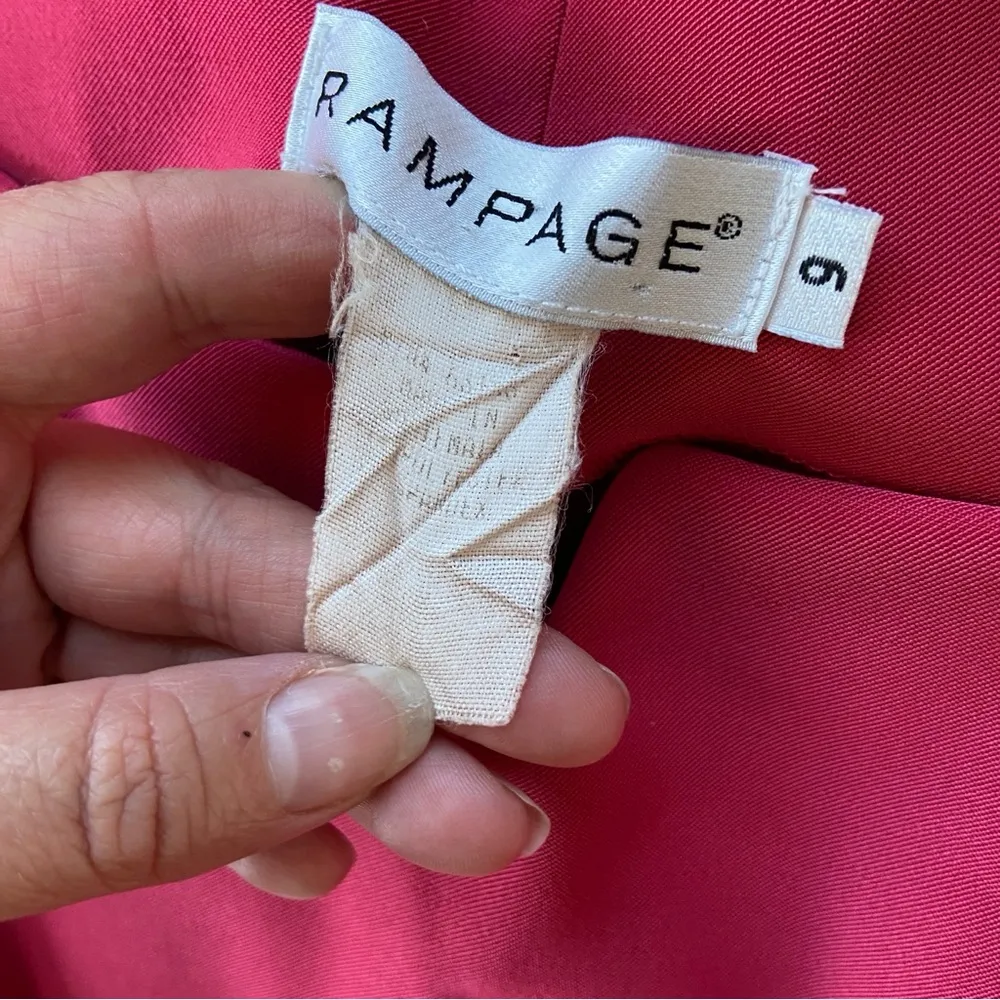 Vintage 90's Dark Pink Floral Embellished Boatneck Sleeveless Dress - Image 4