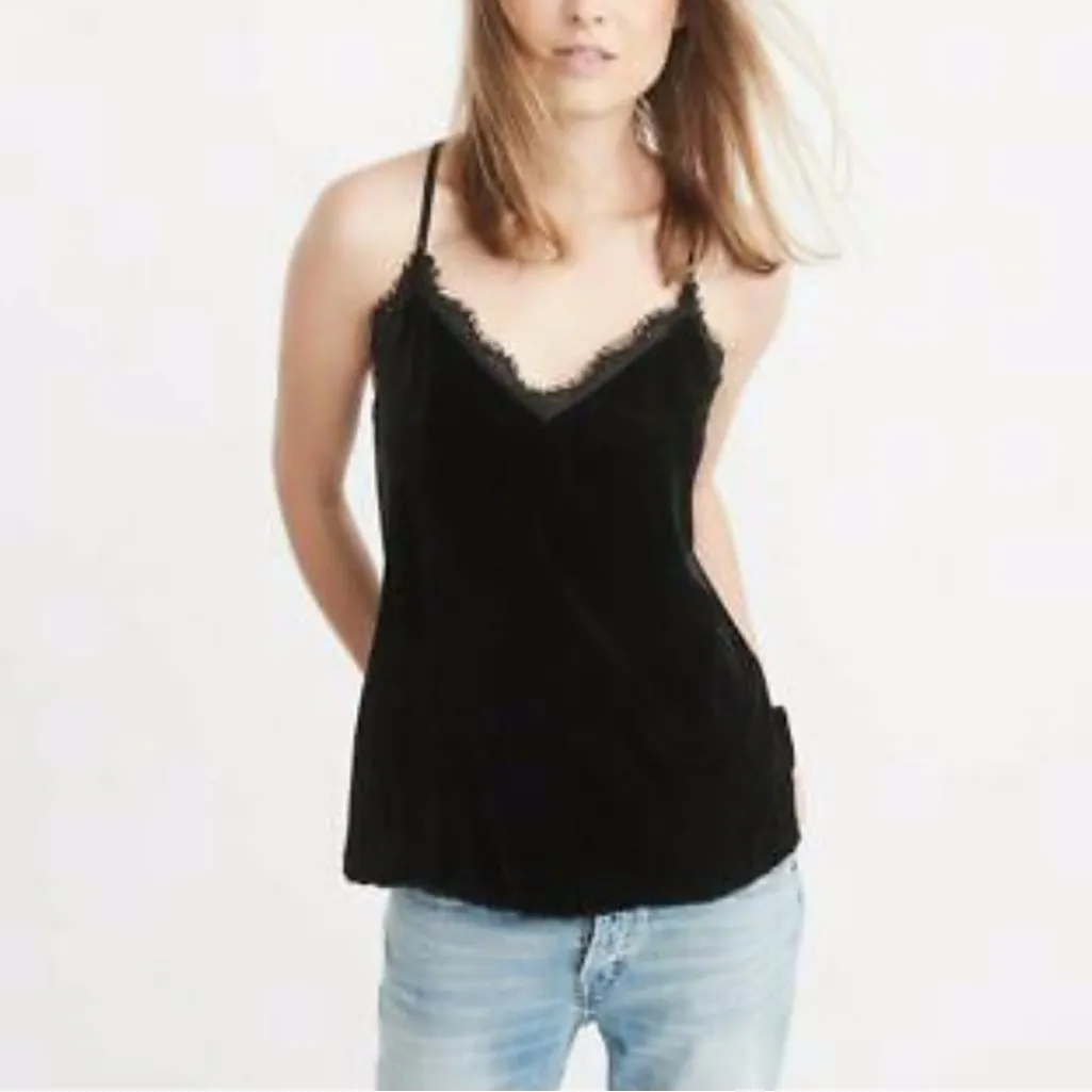 Abercrombie & Fitch Black Velvet Lace Trim Cami - Image 7
