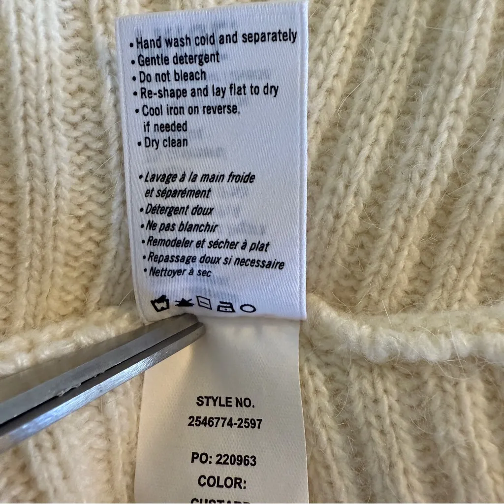 Paige Cream/Custard Helena Sweater Chain Detail Lambs wool Blend Women’s Size S - Image 10