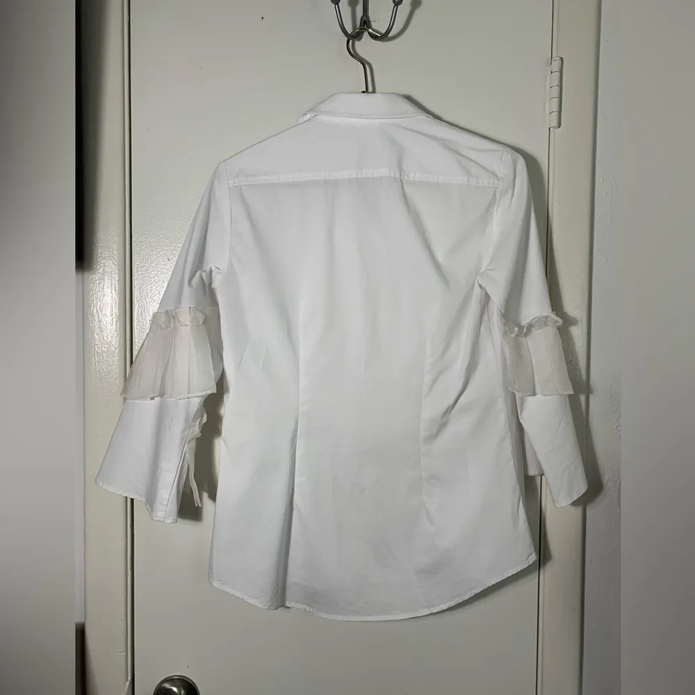 Finley white ruffle arm button down shirt. S - Image 2