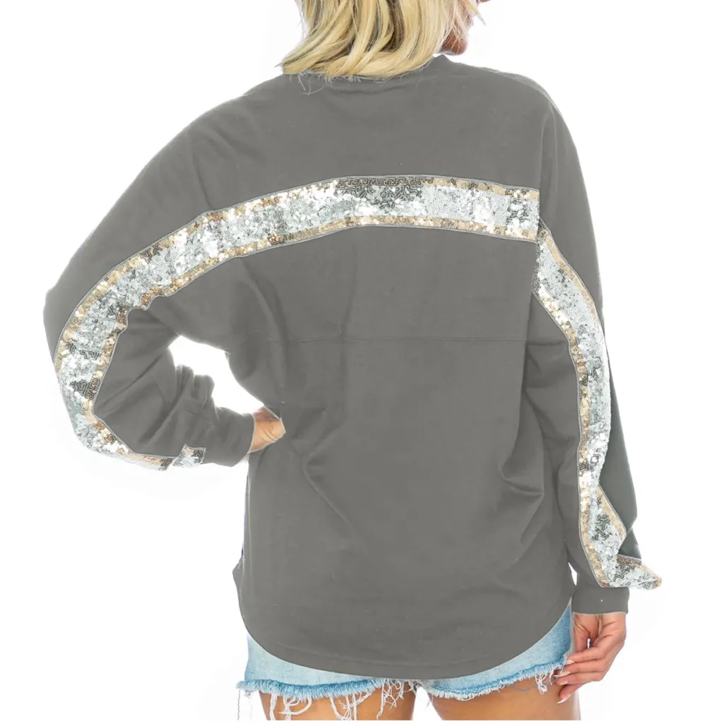 Gameday Couture Vikings long sleeved sequence tshirt top XXL gray taupe Size 2X - Image 2