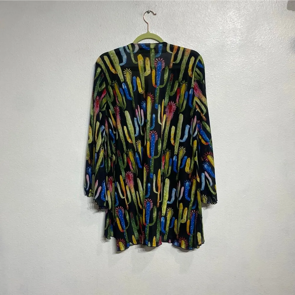 Lucky & Blessed Black Cactus Kimono Sz S - Image 10
