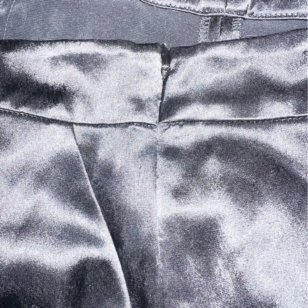 Cinq a Sept Alexi Black Satin Pants Size 4 Straight Leg High Rise Side Zip - Image 12