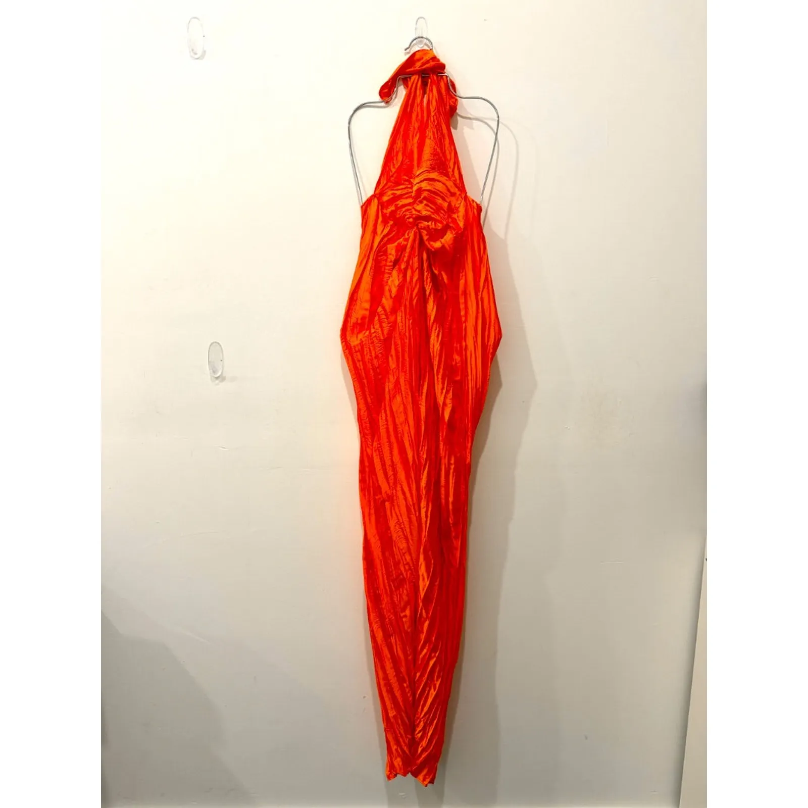 NWT Baobab Ariel Crinkle High Slit Strapless Maxi Dress Aperol Women's Medium Orange - Image 3
