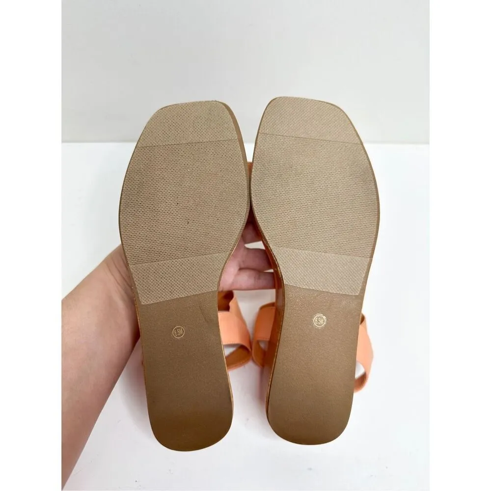 Ann Klein Sandals‎ Size 6.5 Orange Slip On Platform Open Square Toe Summer Shoes - Image 11