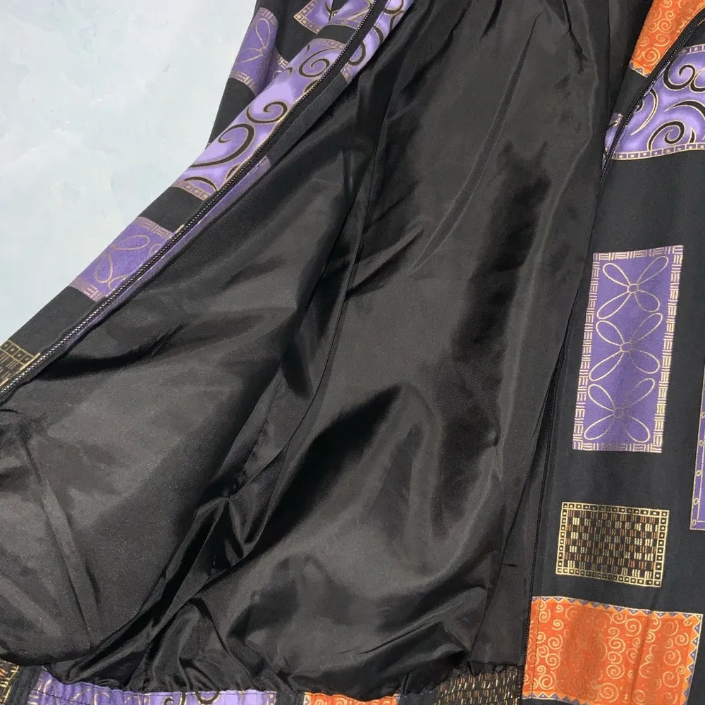Drapers & Damons 80s Bomber Purple Orange Black & Gold Metallic Festive Jacket S - Image 9