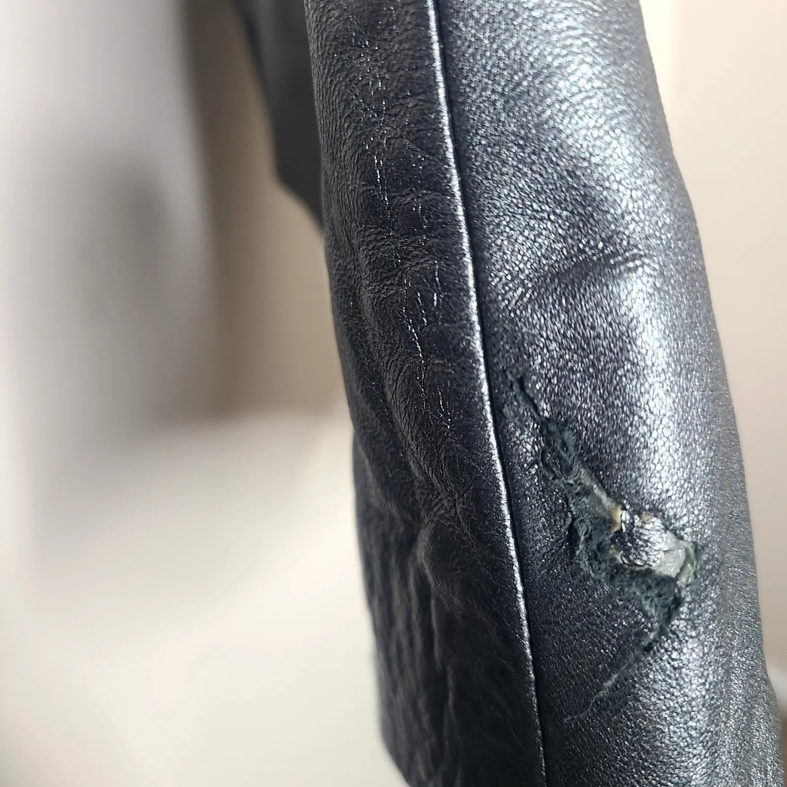 Vtg Ralph‎ Lauren Collection Purple Label Gray Metallic Leather Pants 12 Flat - Image 7