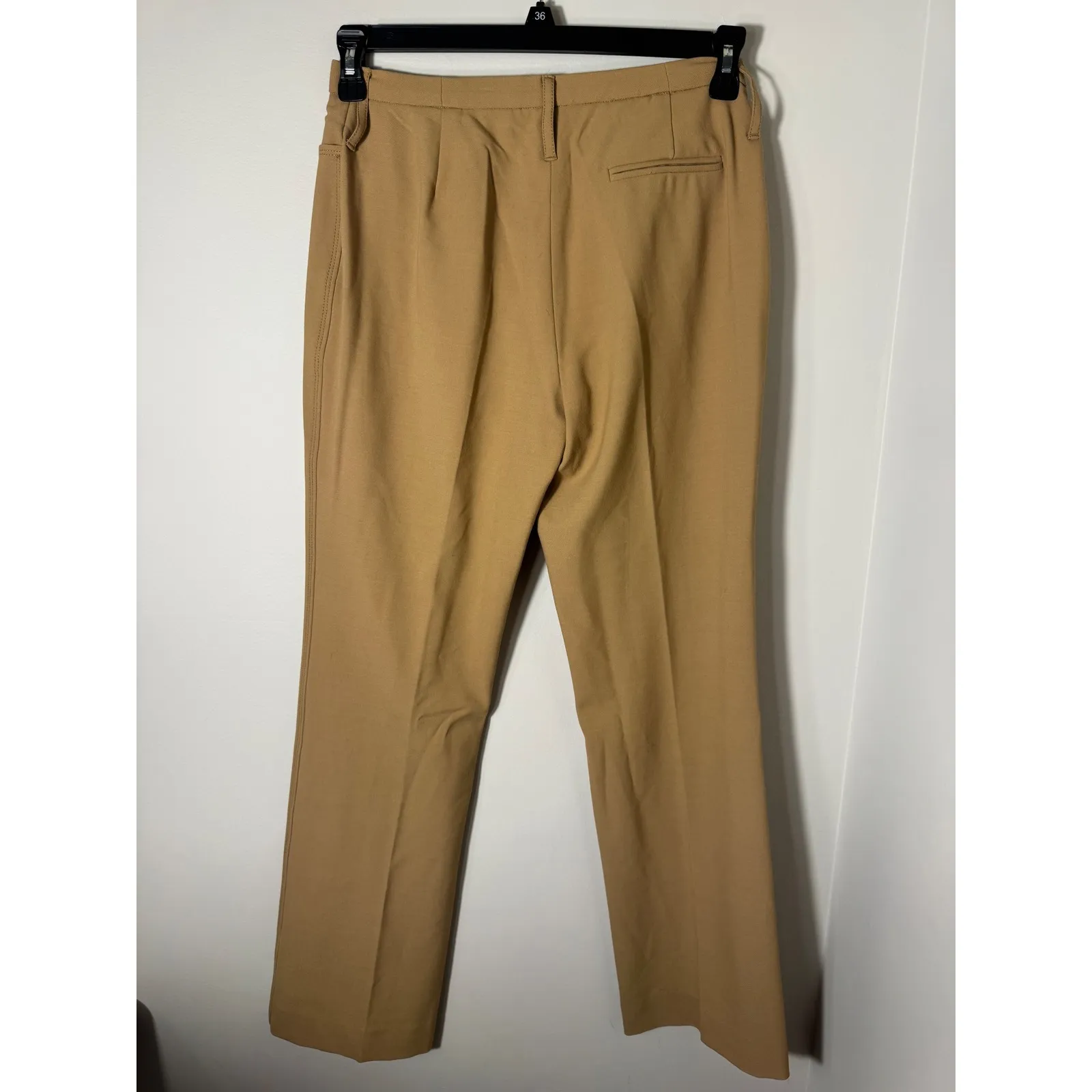 Victor Alfaro Women Tan Wool Blend Pleated Trouser Pants Made in Italy Size 44 - Image 4