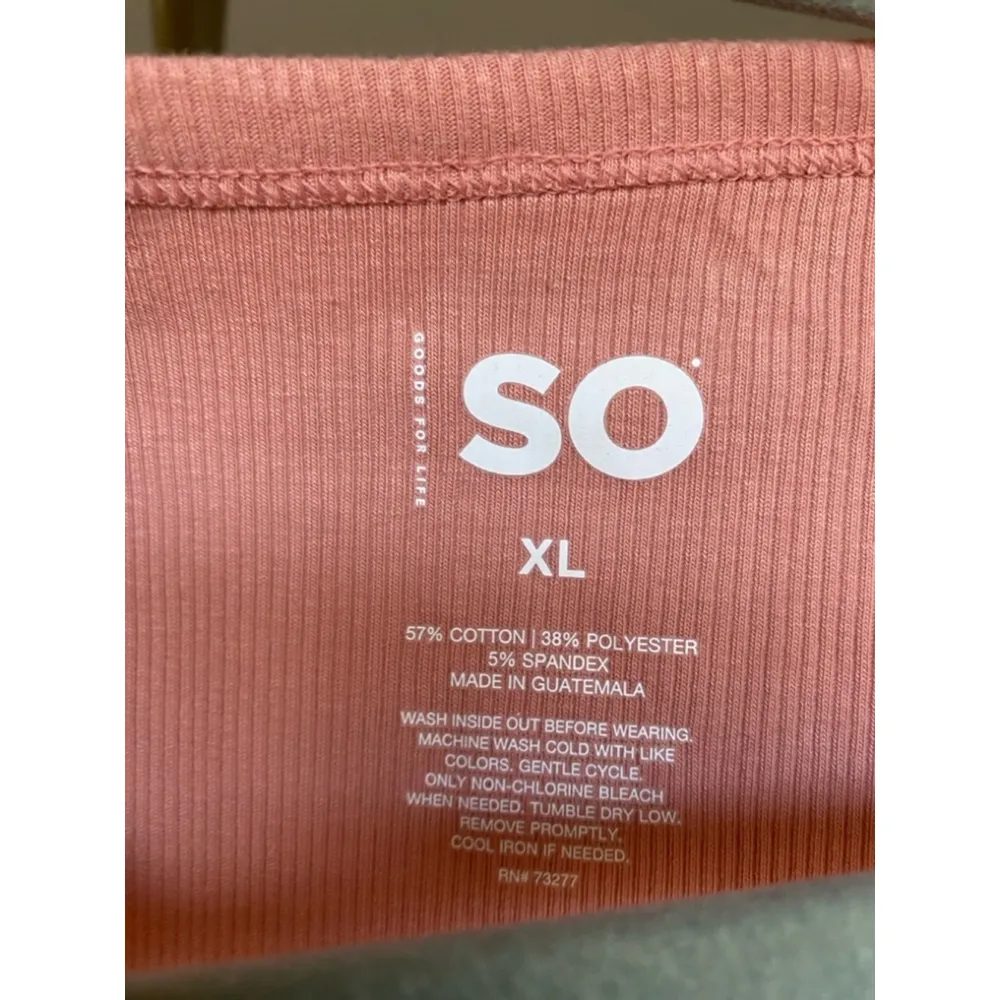 SO Ribbed Henley Tank Top Pink Soft Stretch Racerback Casual Workout Yoga Lounge - Image 4