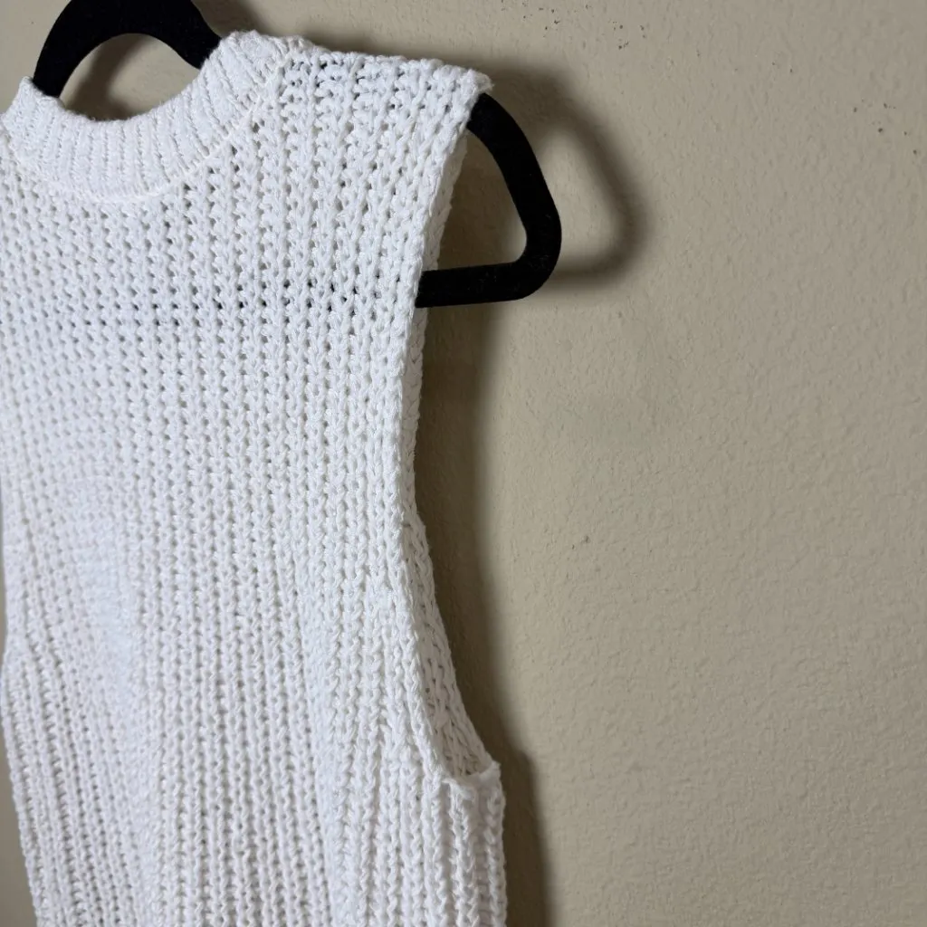 ABERCROMBIE & FITCH Open Knit Sweater Tank Top Vest White Cream Size Small - Image 7