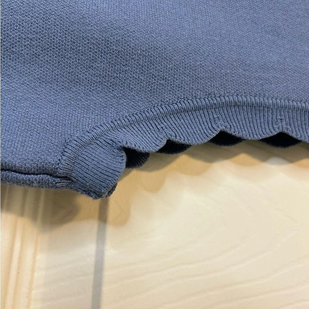 Kate Spade Flora Hem Sweater Dress Antqeblue Mainline Sleeveless Scallop Detail - Image 4