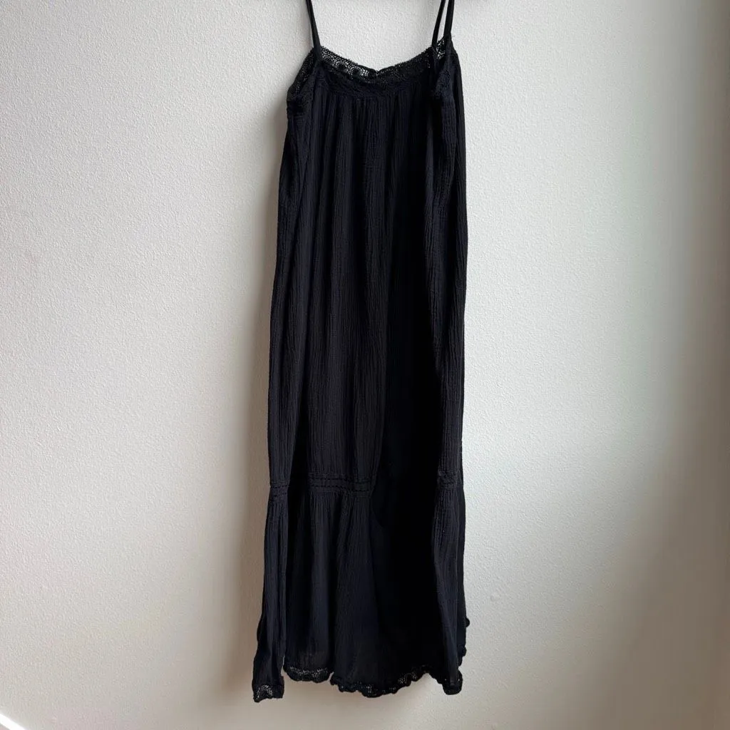 Xirena Black Size Medium Women’s Crochet Trim Cotton Gauze Midi Maxi Dress Blue - Image 6