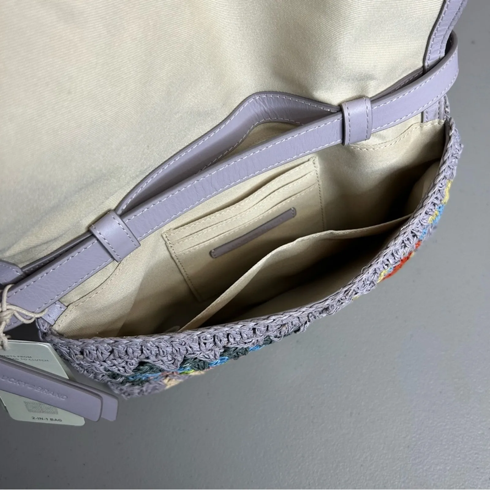 Lucky Brand Boho Straw Floral Crossbody Bag Purse Pink Orange Blue Yellow NWT - Image 9