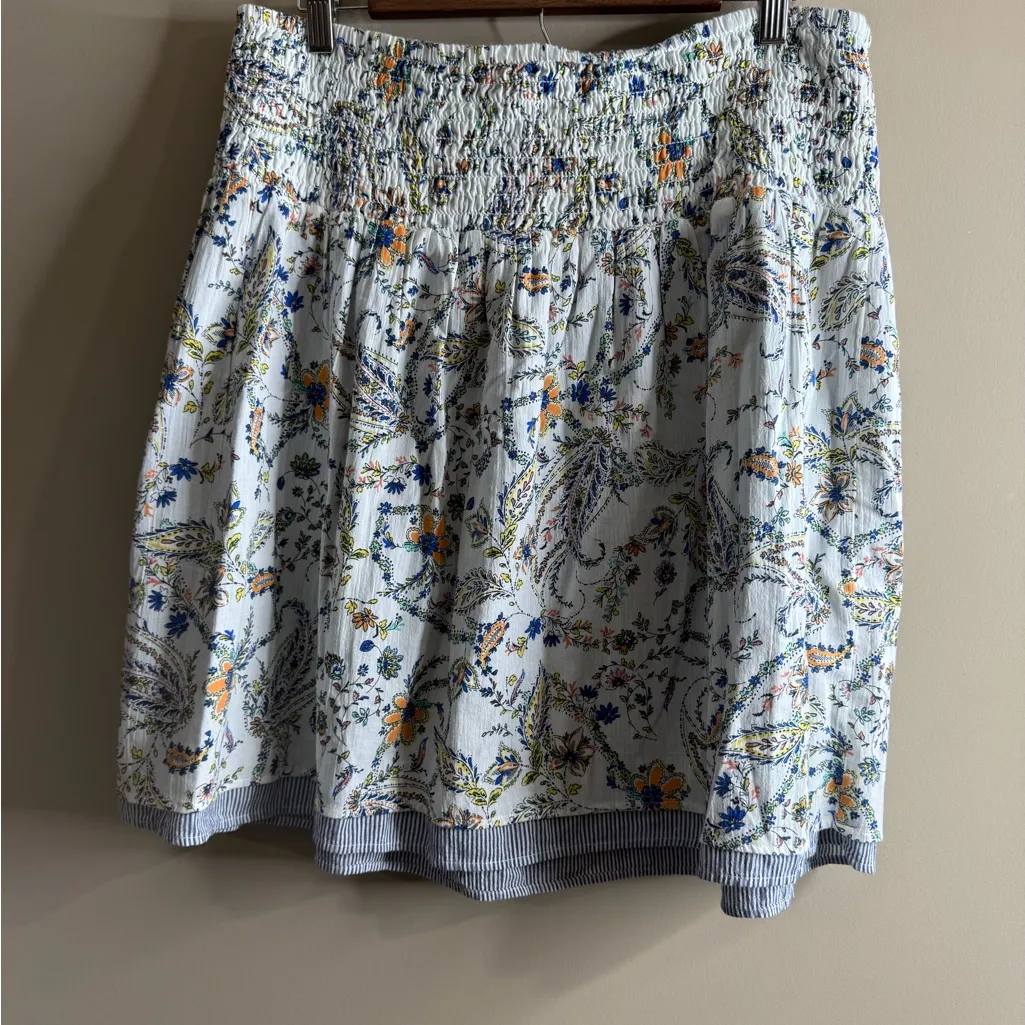 NWT j Jill smock waist tiered skirt Porcelain paisley Blue Size L - Image 2