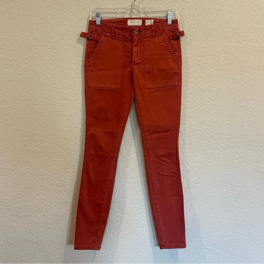 Anthropologie Hei Hei Red Rust Slim Skinny Utility Pocket Cargo Pants - Image 4
