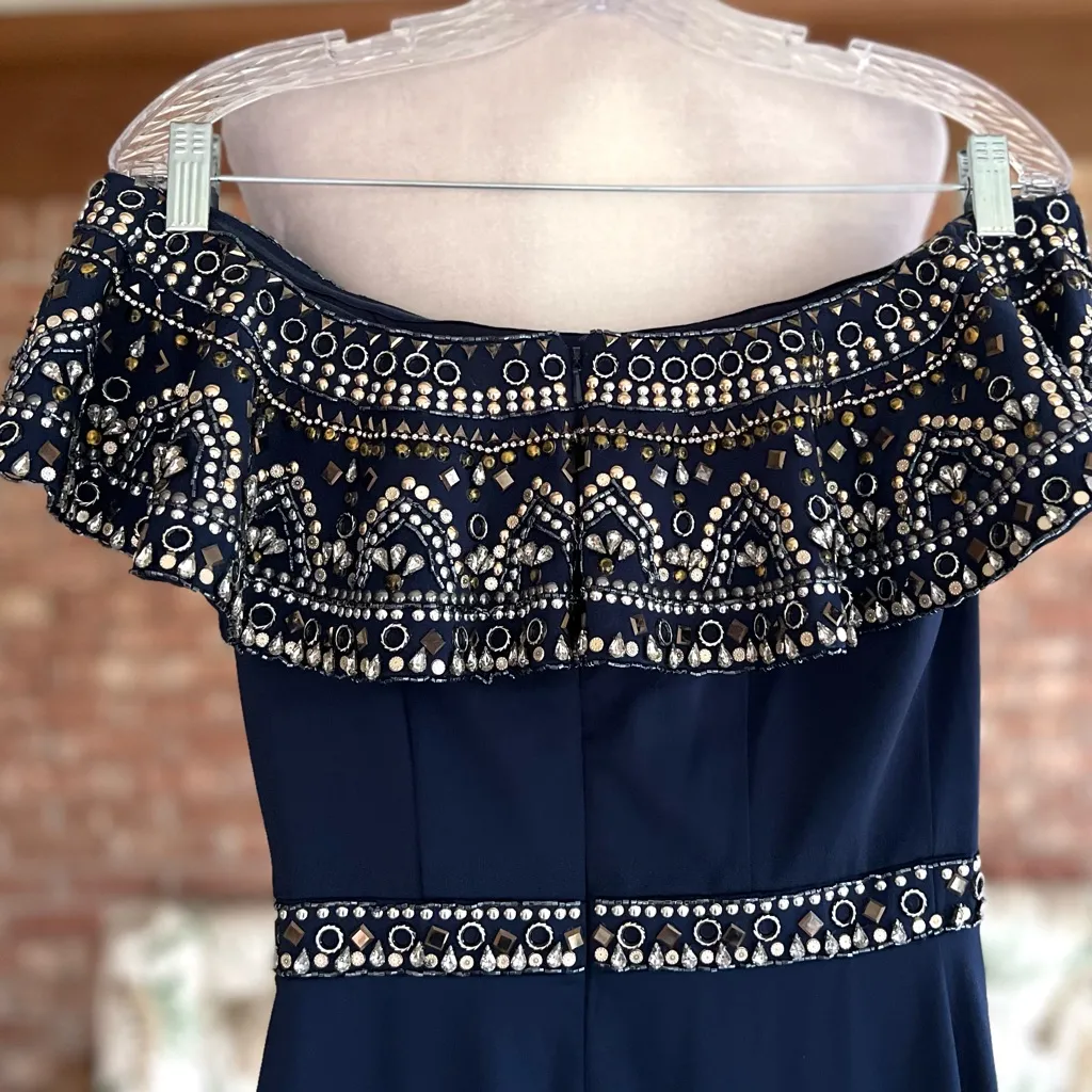 Ellie Wilde Mon Cherie Dress Off the Shoulder Embellished Blue Evening Gown 2 - Image 12