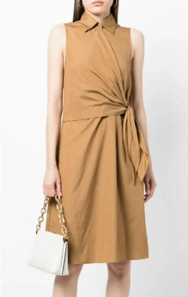 NEW Vince Sleeveless Cotton Shirt Dress in Caramel Brown - Image 2