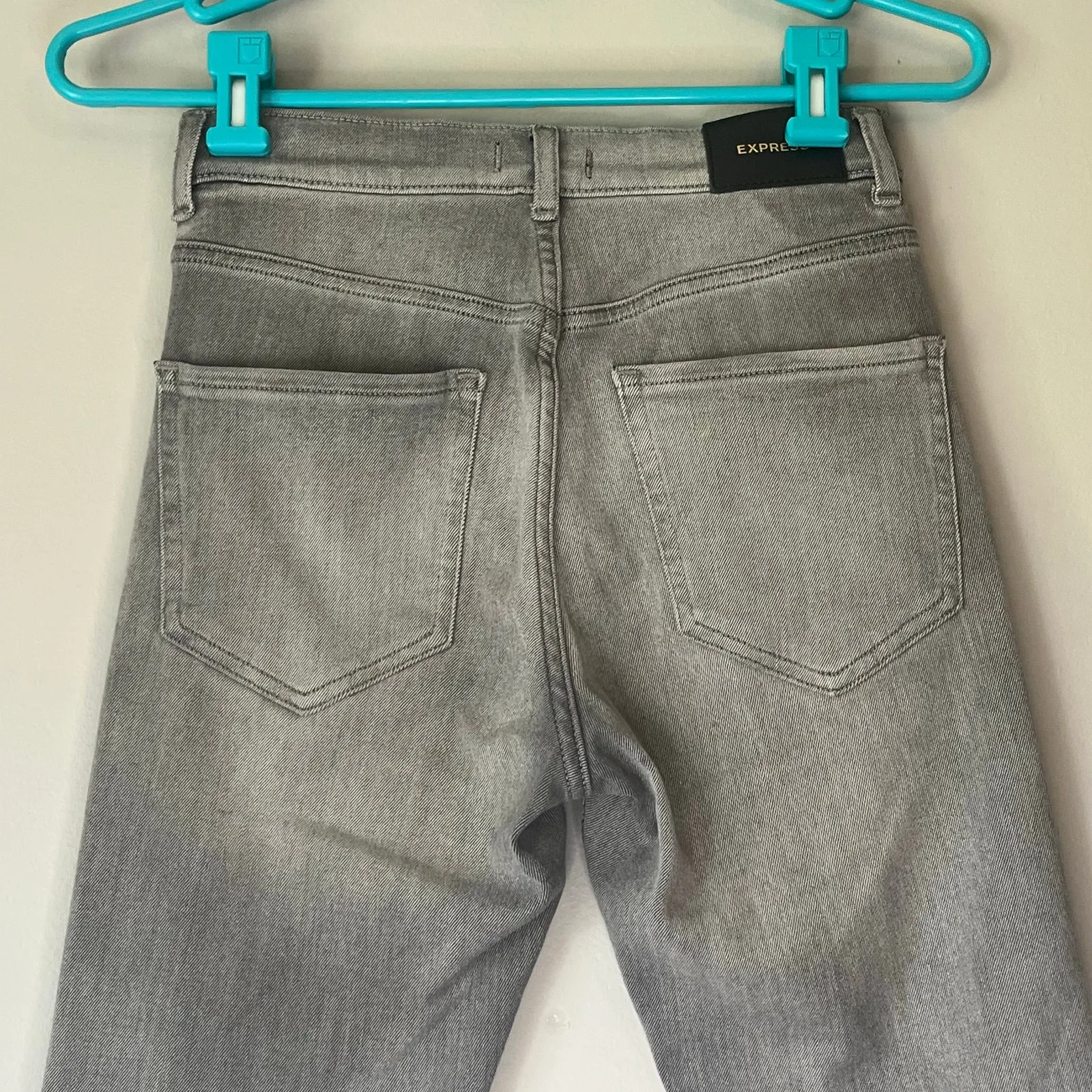 Express Gray High Rise 4 Way Hyper Stretch Cropped Flare Jean Size 0 Regular - Image 7