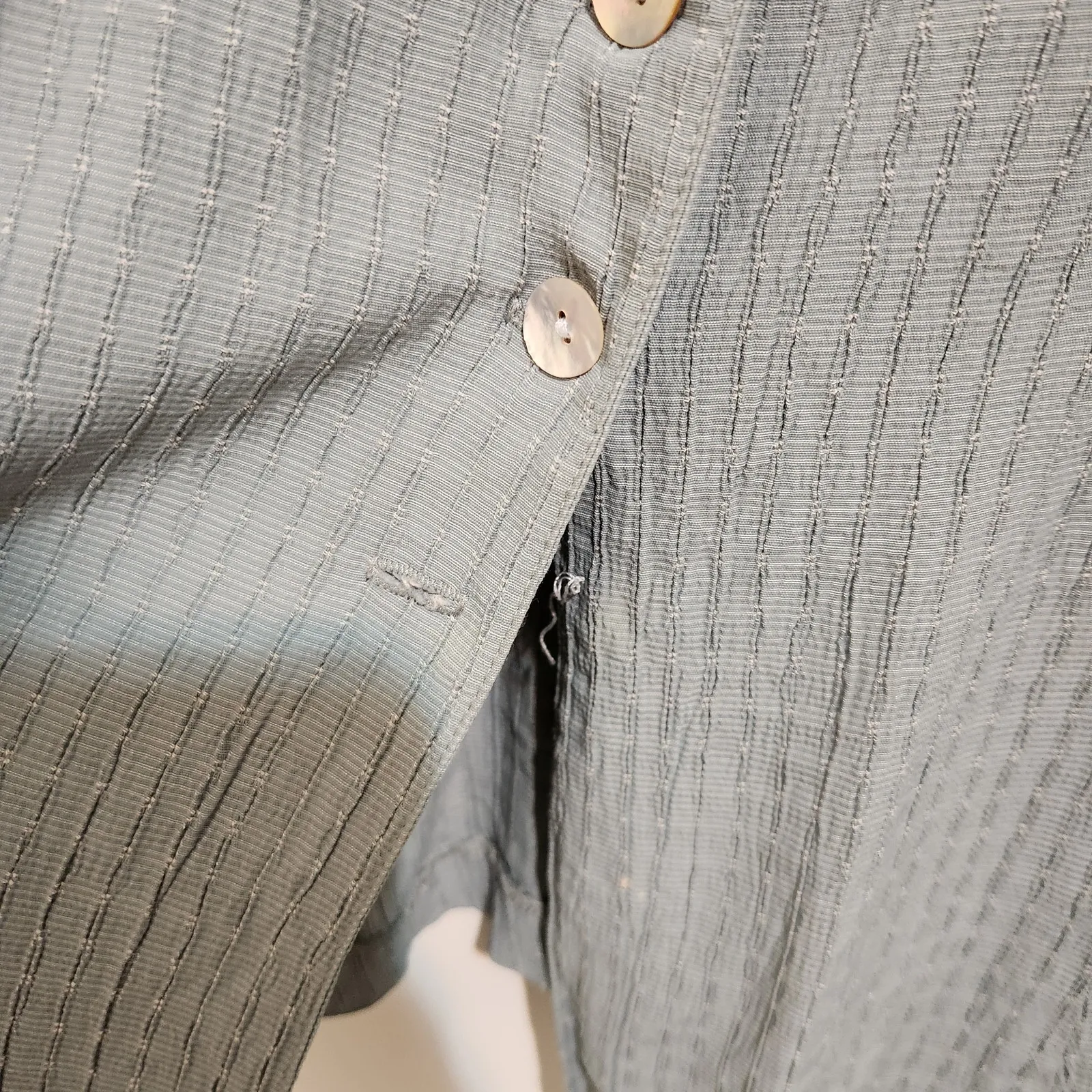 Vintage Wrapper Blue Textured Button Down Tank Mini Tunic Pinafore Dress Medium - Image 5