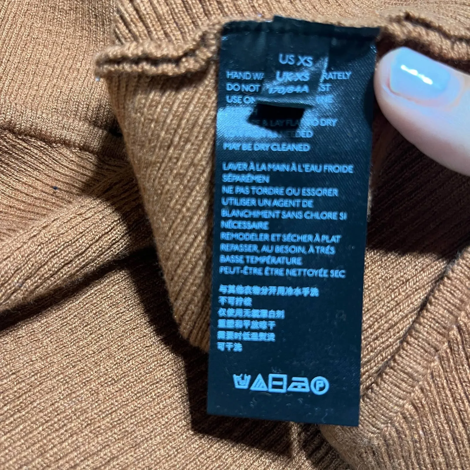 Anthropologie Vanessa Ribbed Knit Poncho Sweater Women Honey XS NWT - Image 6