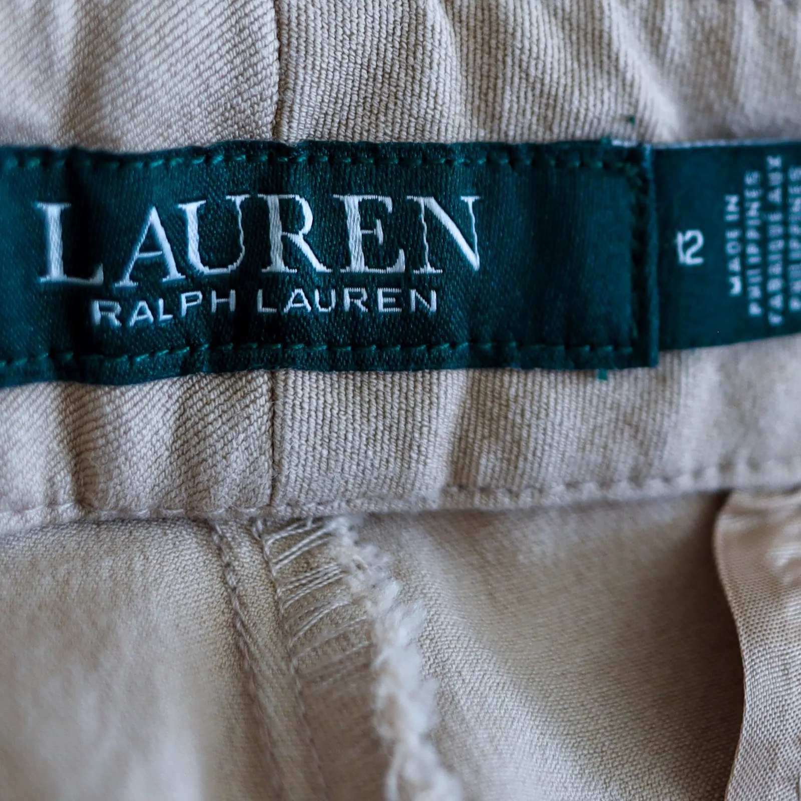 Lauren Ralph Lauren Khaki‎ Pants Chinos Straight Leg Size 12 Cropped Office - Image 6