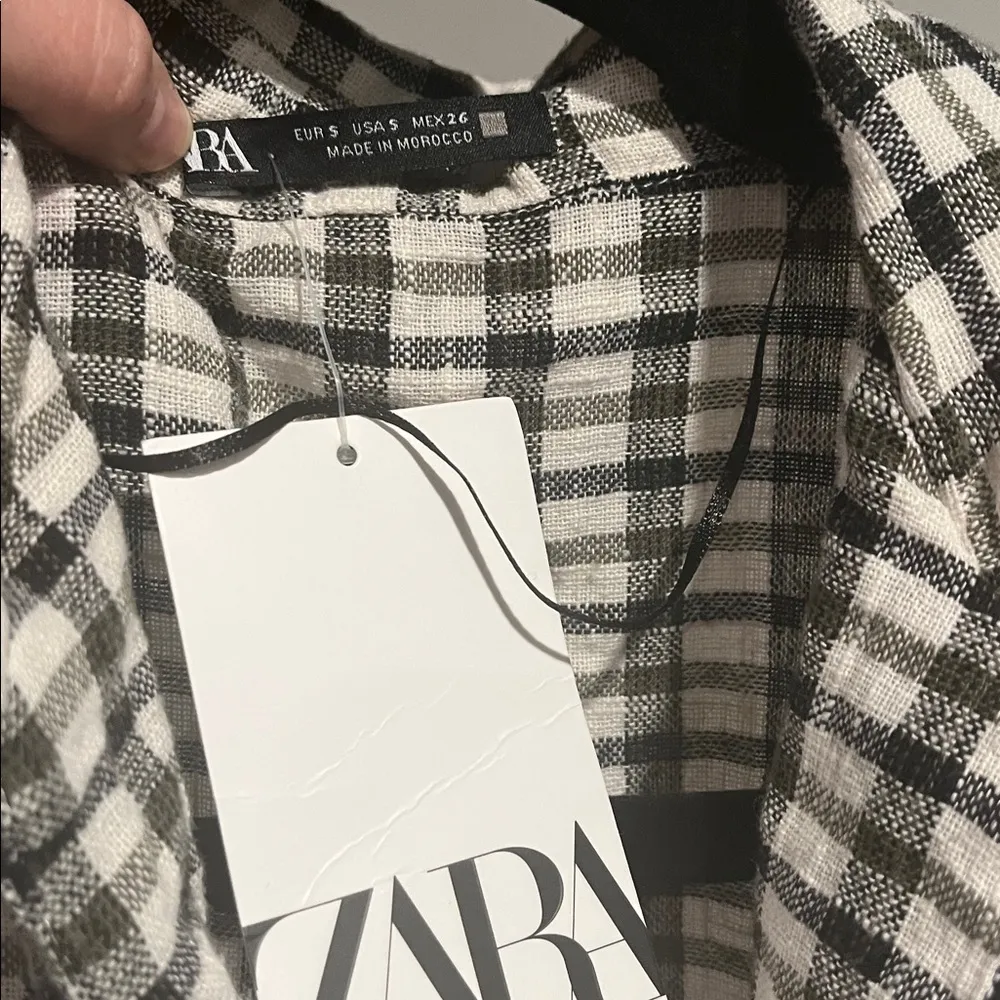 ZARA nwt CHECKED DRESS‎ WITH BELT - Image 10