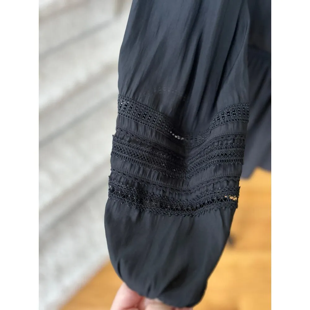 Ramy Brook Rosey Black Blouson Lace Sleeve Boho Mini Dress - Image 3