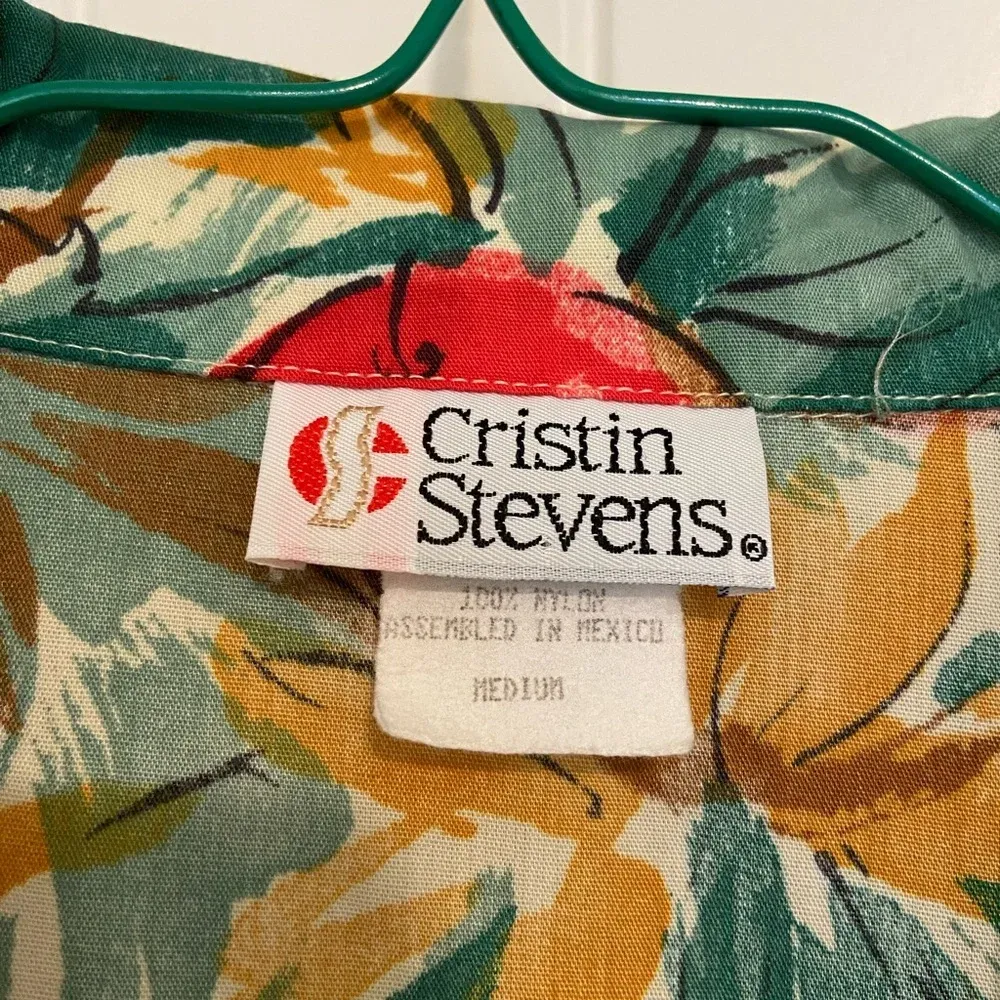 Vintage Cristin Stevens women’s‎ Apple patterned button down shirt — medium Green - Image 3