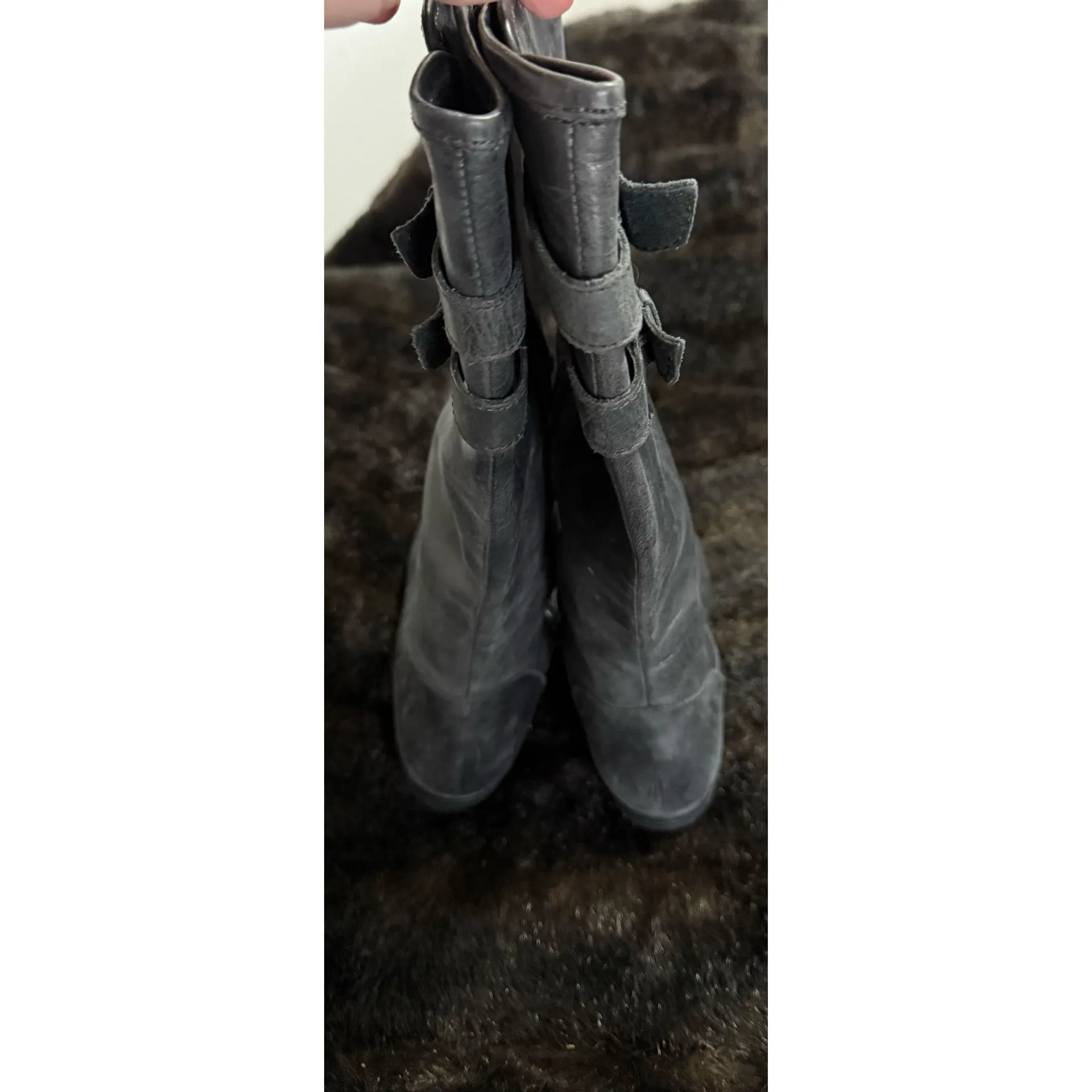 Born Attila black Burnished Leather Moto Boots Size 7 biker goth - Image 3