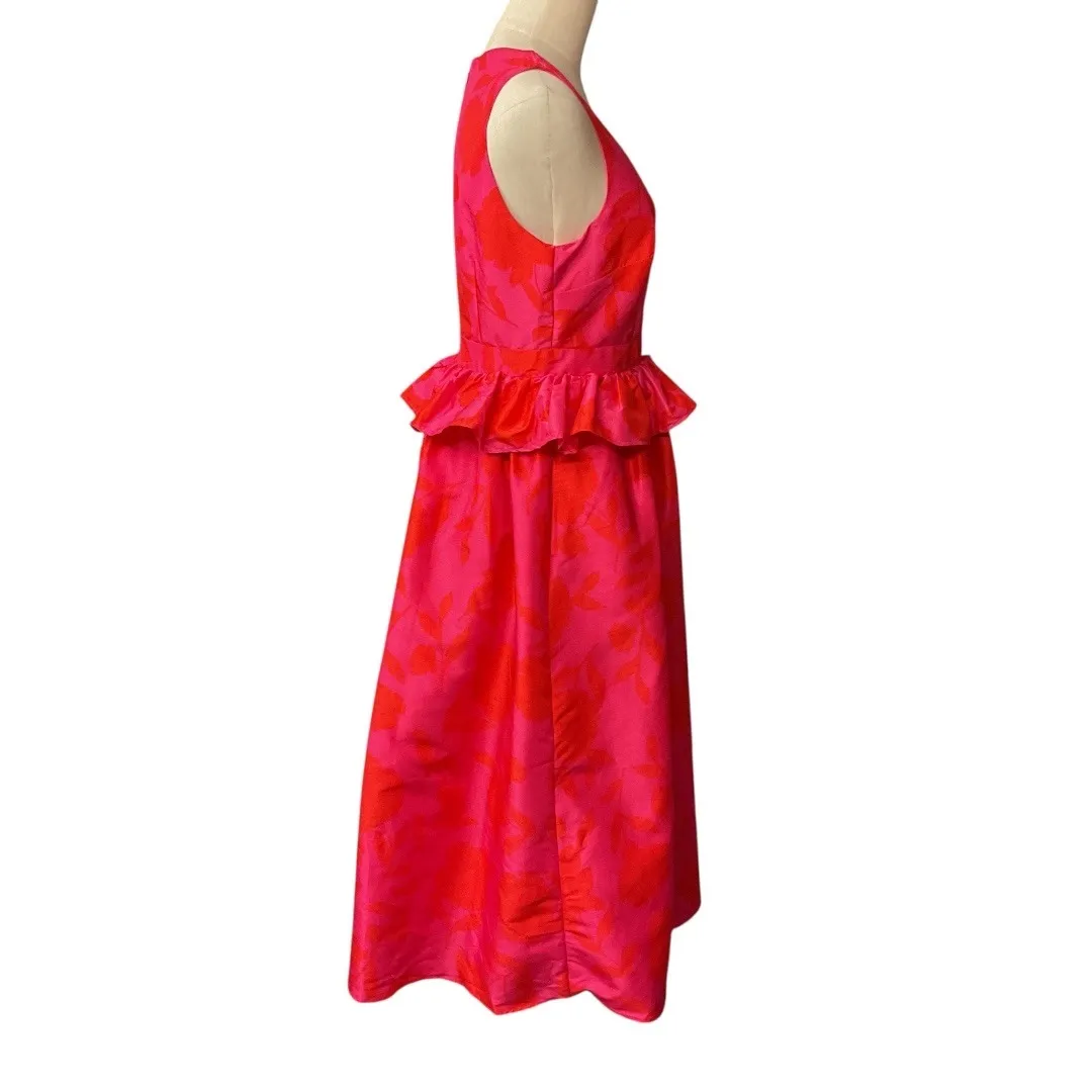 Kate Spade Target Red Pink Classic Floral Sleeveless Peplum Midi Dress Sz 10 NWT - Image 8