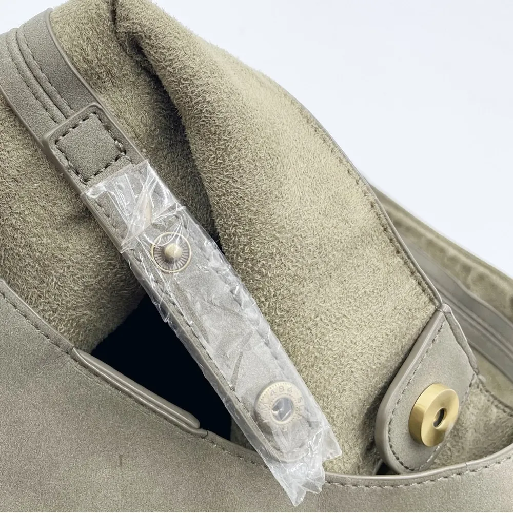 Joy Susan Jenny Faux Suede Hobo Shoulder Bag in Stone Green Slouchy Boho Vegan - Image 6