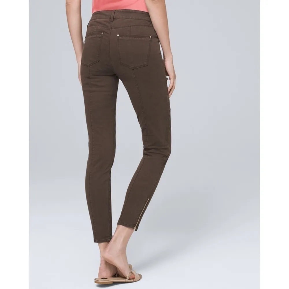 White House Black Market WHBM Mid-Rise Skinny Crop Brown Jeans 2 - Image 3