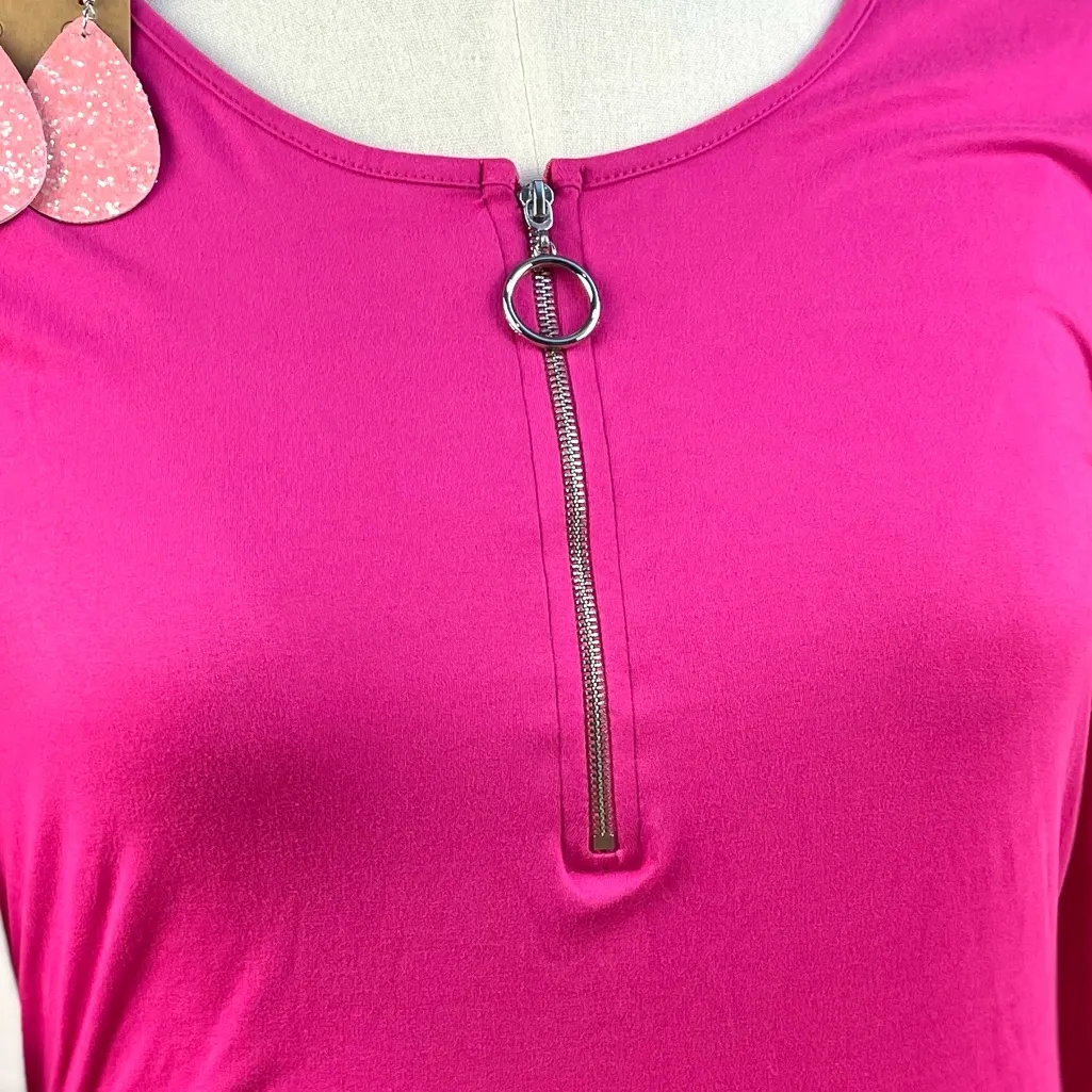 White Birch Bodysuit Pink Zipper Barbiecore Long Sleeve Plus Size 3X Stretchy - Image 5