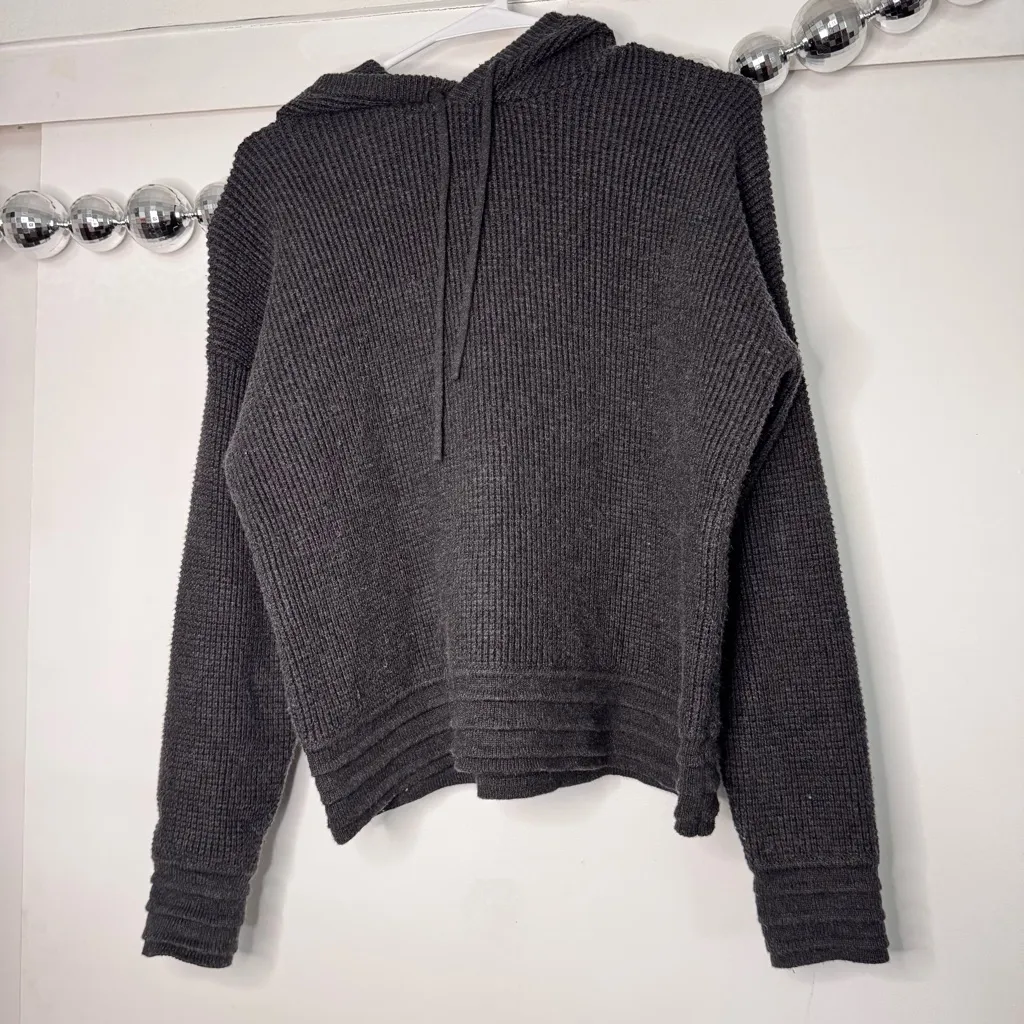 Marine Layer Georgia Dark Charcoal Waffle Knit Hoodie Long Sleeve Sweater Size S - Image 3
