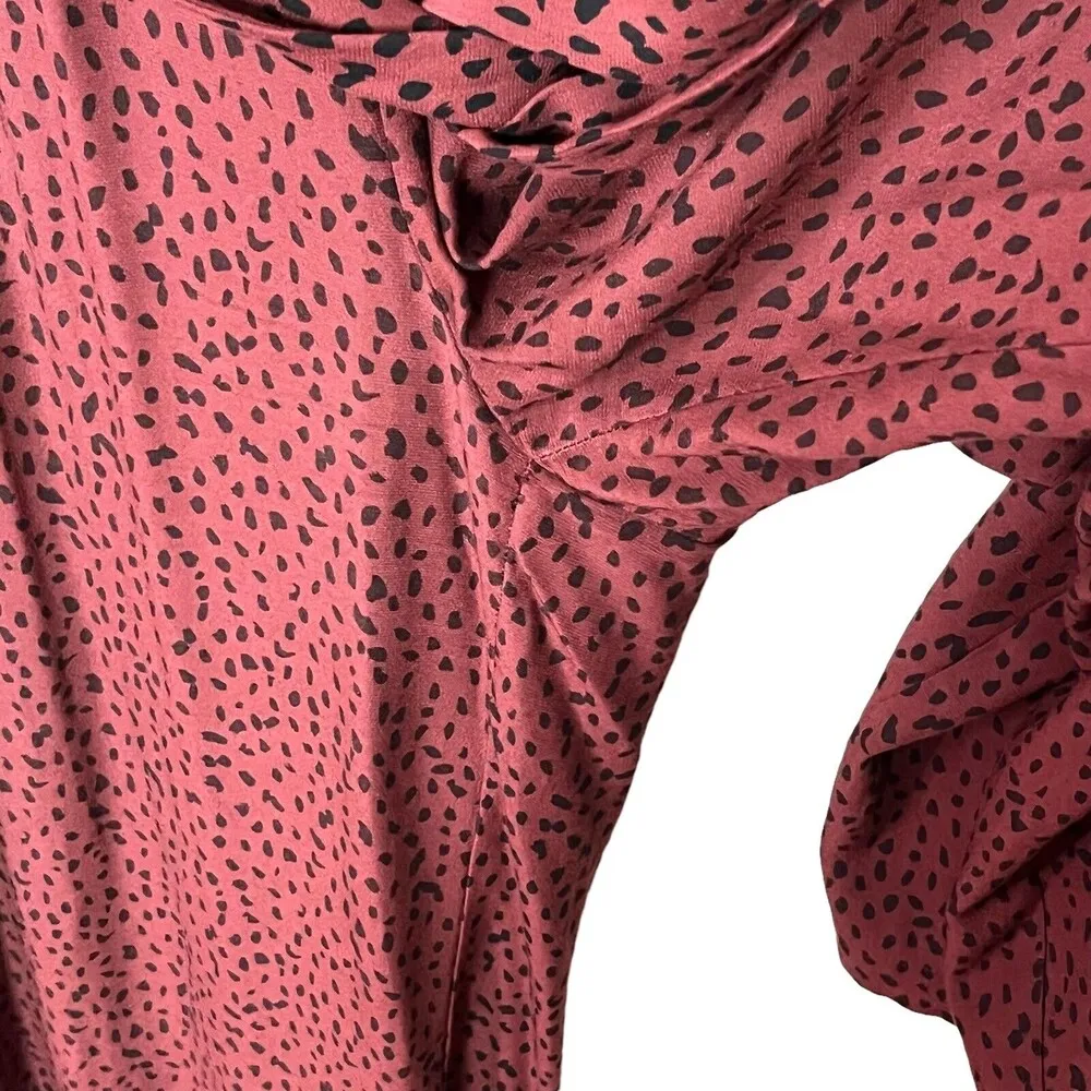 Rails Womens V-Neck Short Sleeve Jet Jumpsuit Rust Spotted Wide Leg Size XS - Image 8