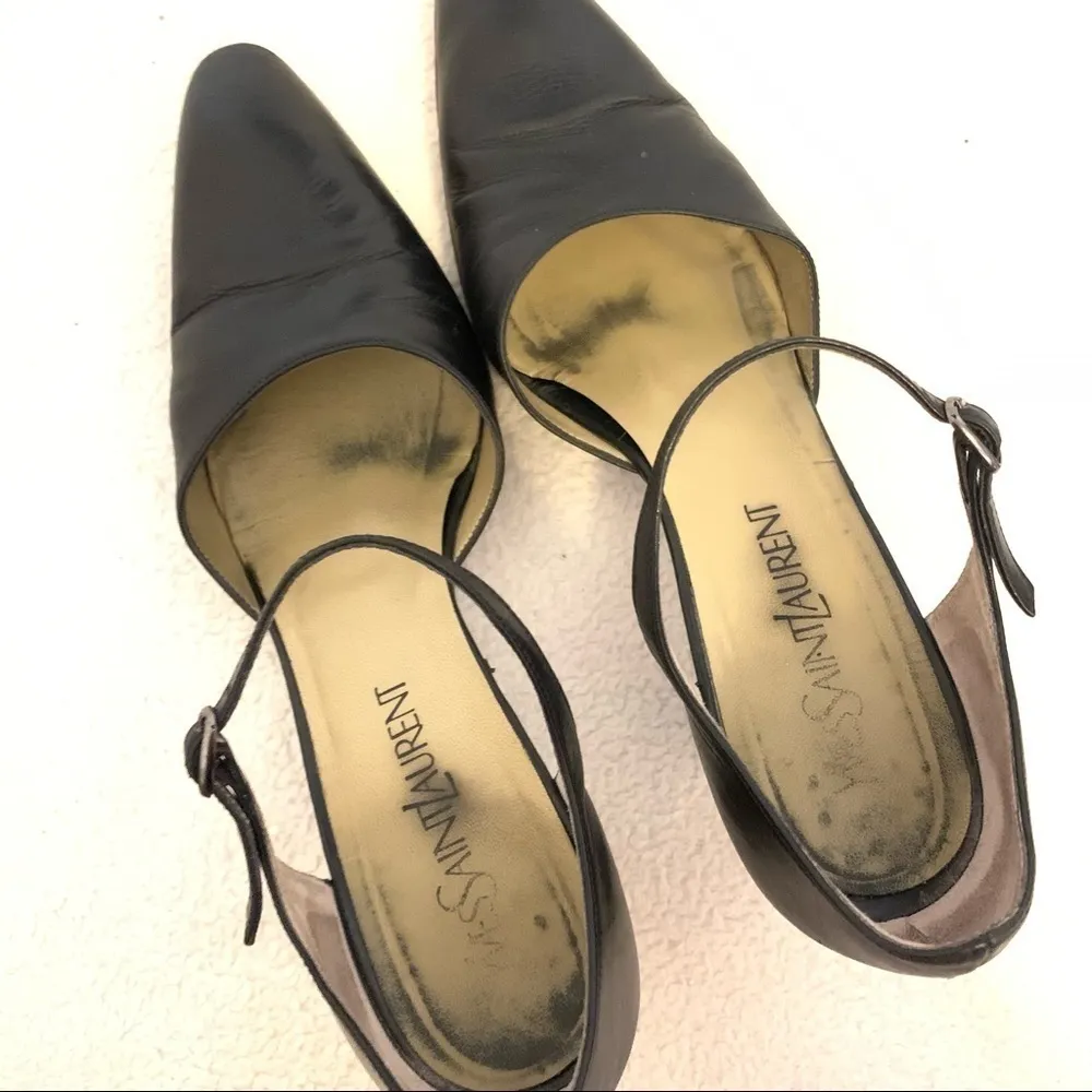 Yves St Laurent YSL Vintage Black Leather Heels418 Size 7.5 - Image 3