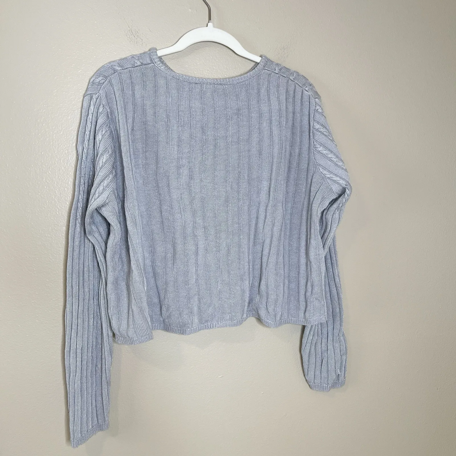 Vintage Womens Cardigan Cable Knit Ribbed 90s Y2K Preppy Coquette Staple Crop XL - Image 6