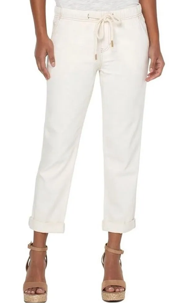 Liverpool Los Angeles Cream/White Los Angeles Rascal Tie Front Cuffed Pant NWT - Image 1