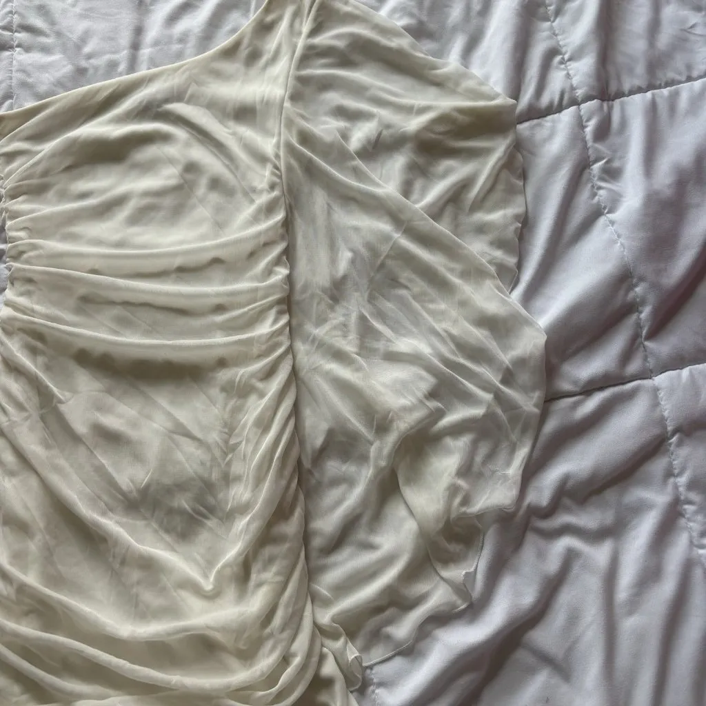 Womens Size Small One Shoulder Ruched Bodycon Mini Dress Y2K Retro Coquette 90s - Image 3