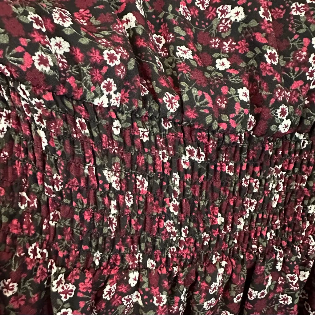 Altar'd State | Black and Red Floral Long Sleeve Sweetheart Neck Dress Medium - Image 7