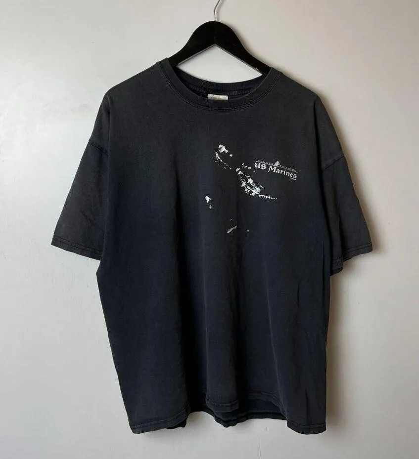 Distressed US Marines T Shirt Vintage Y2K Gray Extra Large XL Graphic Tee - Image 16
