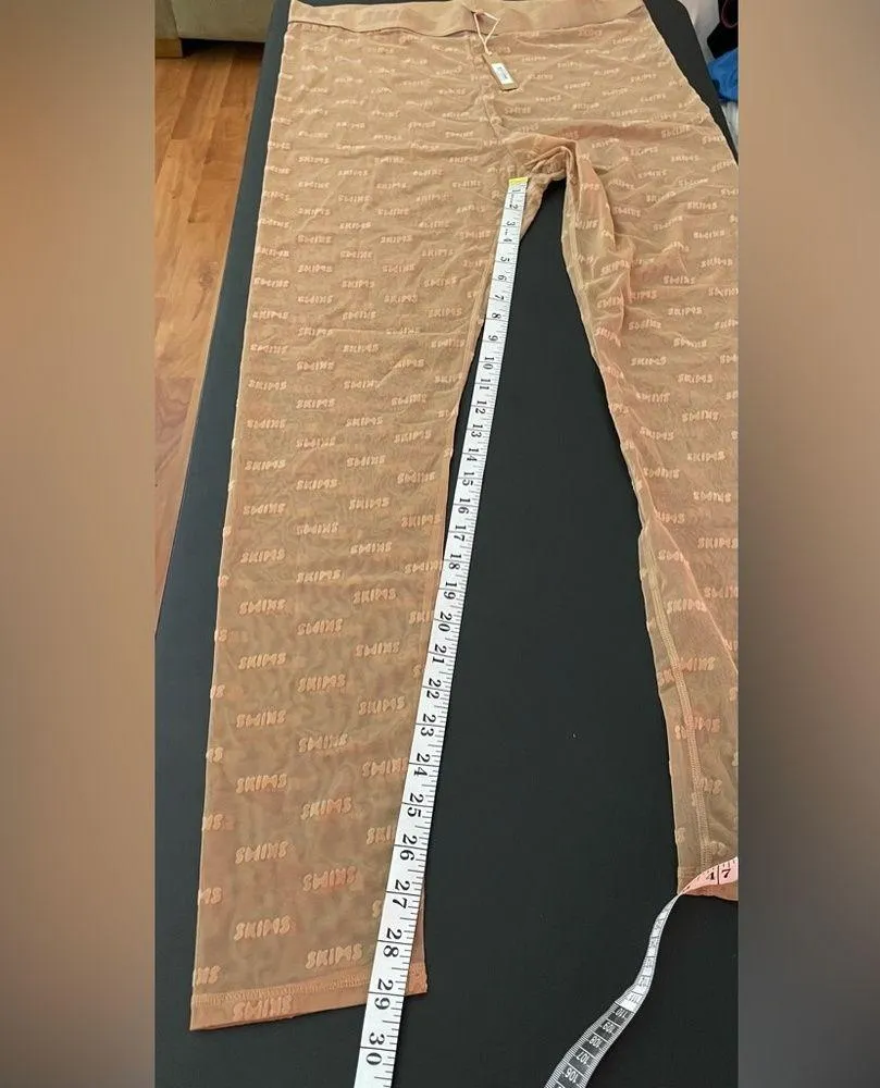 NWT Skims After Hours Sheer Leggings Logo Mesh Tights Ochre 3X - Image 10