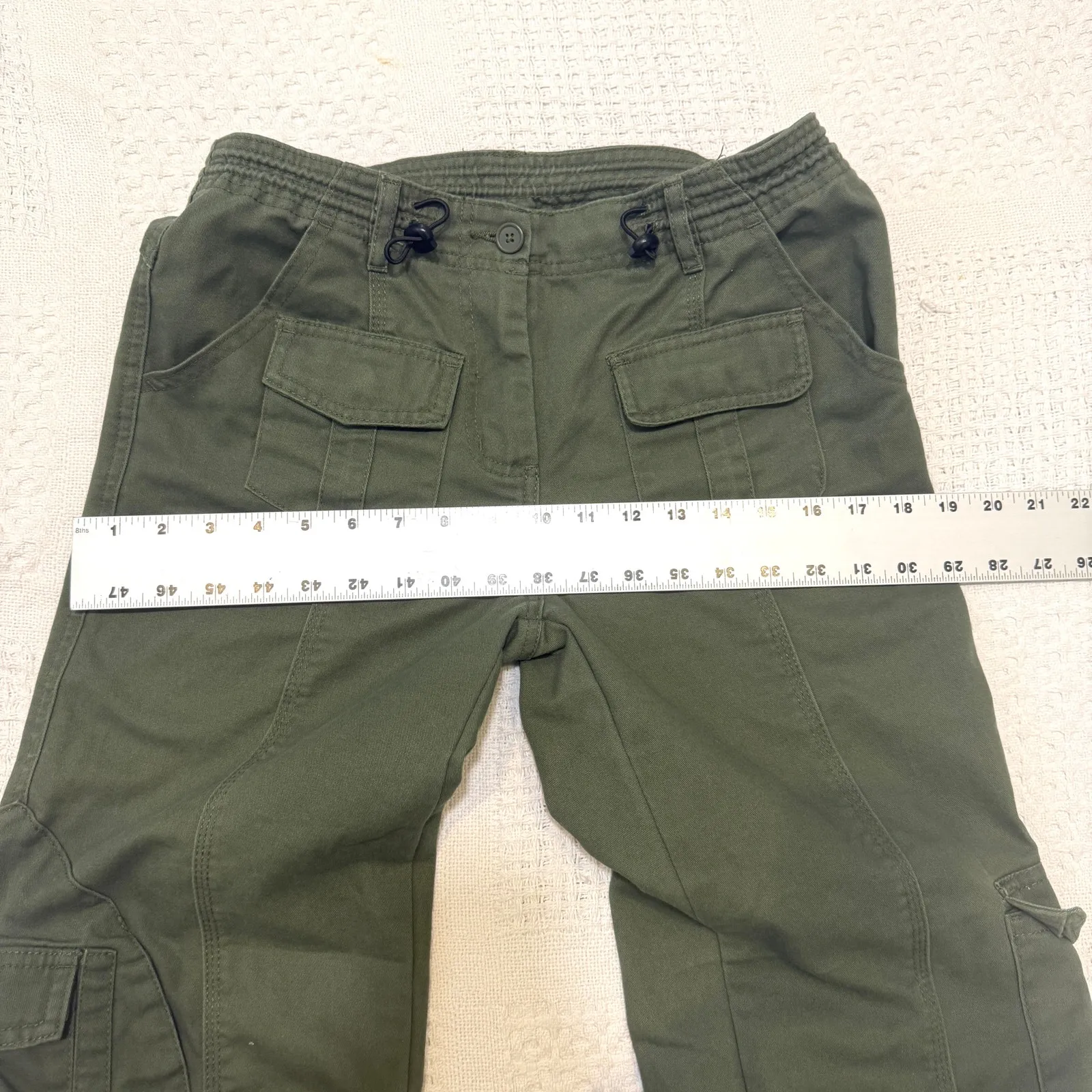 Brandy Melville OS Kim cinch waist Army green cargo pant P 3097 - Image 7