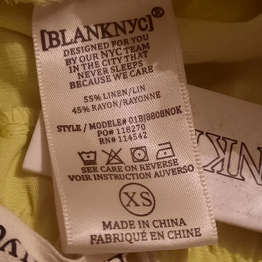 Blank NYC Shorts Women's Size Extra Small XS Yellow Linen Blend Casual Elastic - Image 5