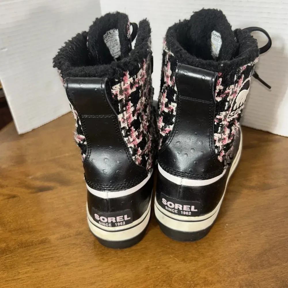 Sorel Women’s Tivols Lace Up Pink/White/Black water proof Boots Size 10-VGUC - Image 2
