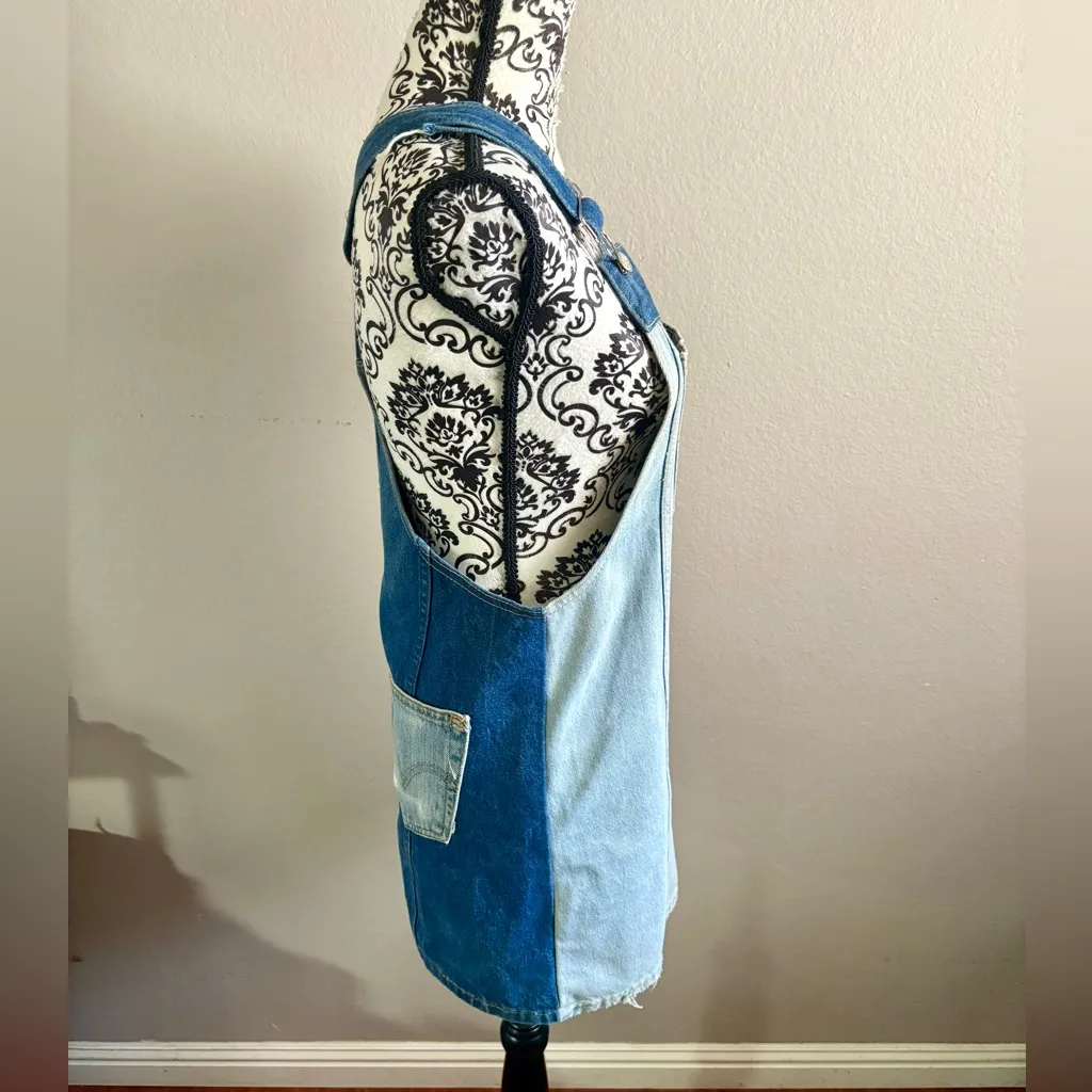 VINTAGE Patchwork Denim Overall Dress Blue Size undefined - Image 5
